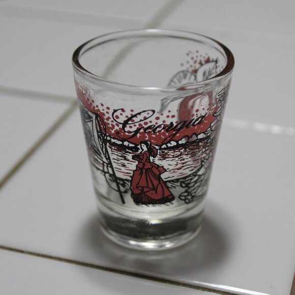 Vintage Georgia State Shot Glass Southern Belle Shot Glass Georgia Peach Whiskey - Picture 1 of 9